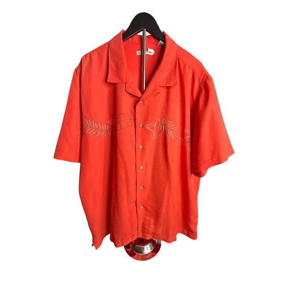 90's Batik Bay Men's Orange Martini Under the Palm Button-Down Shirt XXL - Picture 1 of 8